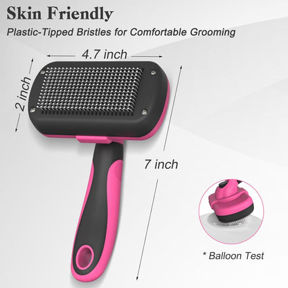 Swihauk Self Cleaning Slicker Brush for Dogs & Cats - Skin Friendly Deshedding and Grooming Brush for Haired Pets, Pet Supplies Accessory, Black