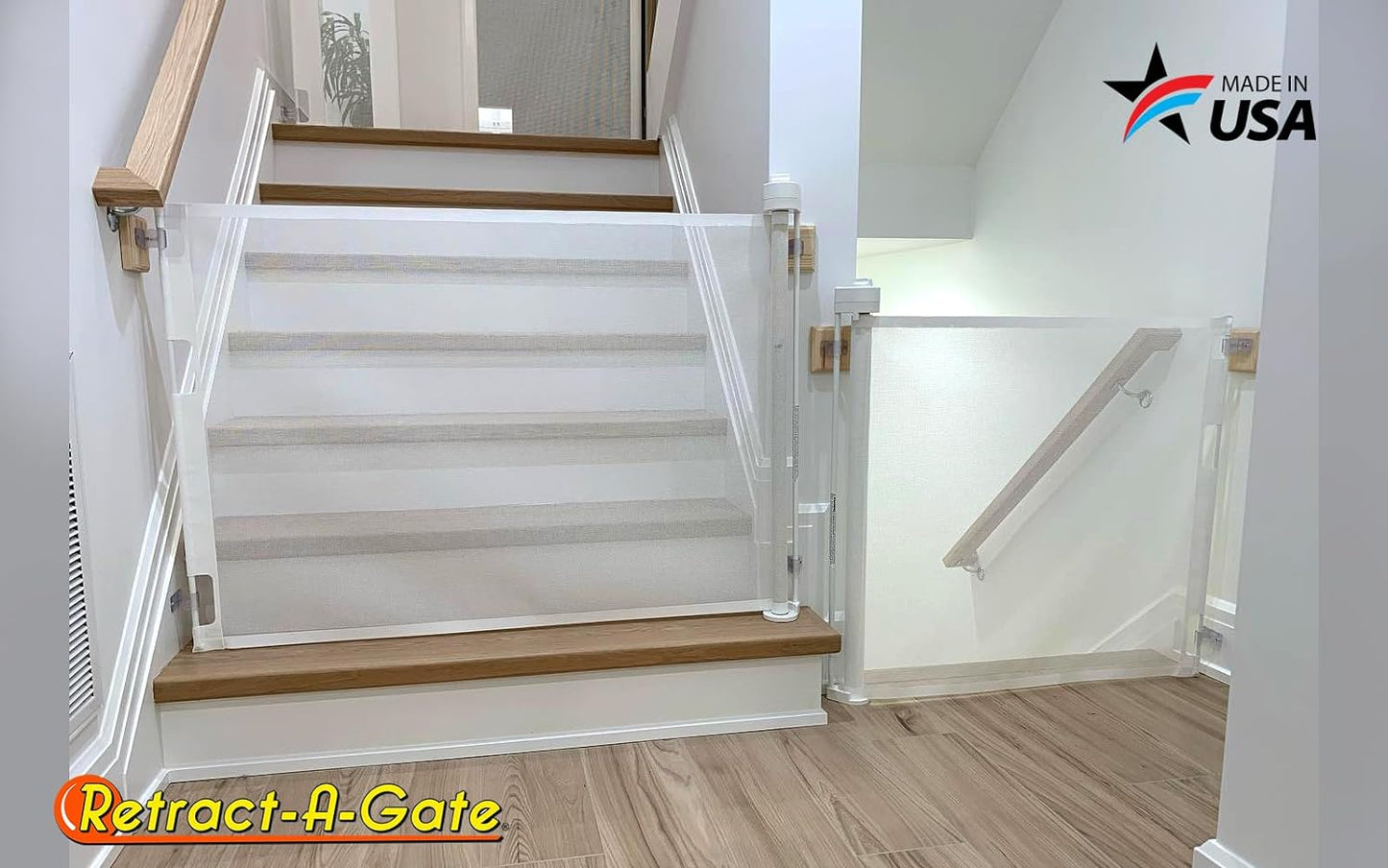 Retract-A-Gate 52 inch White: The Original and only Made in USA Retractable Baby, Dog, & Cat Gate