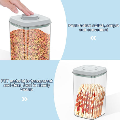 6 lbs Airtight Dog Cat Food Storage Container and Dog Treat Containers BPA-Free, PET Clear Stackable Pet Storage Bin, 1-Cup Scoop, 1-Sponge cleaning brush, Pop Top, With handle, Easy Mobility-Medium