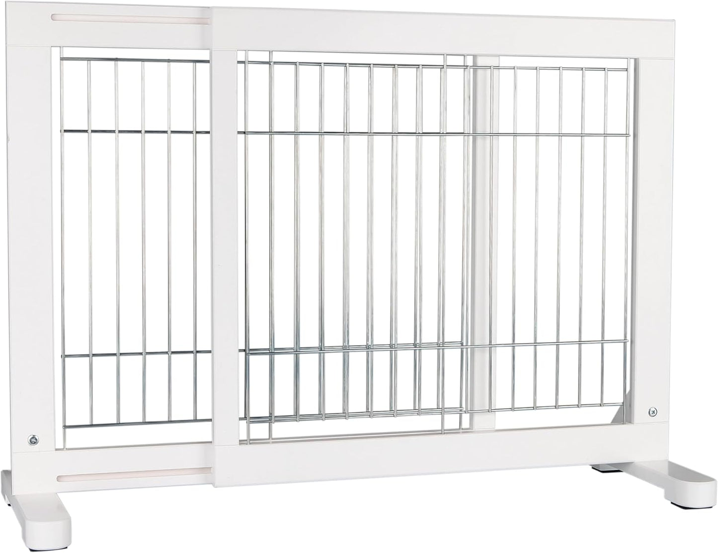 Trixie Expandable Wooden Freestanding Pet Gate, 24-in Tall Easily Step Over Barrier, Fence Expands to Fit Door Openings 25.5 to 42.5-in, Brown