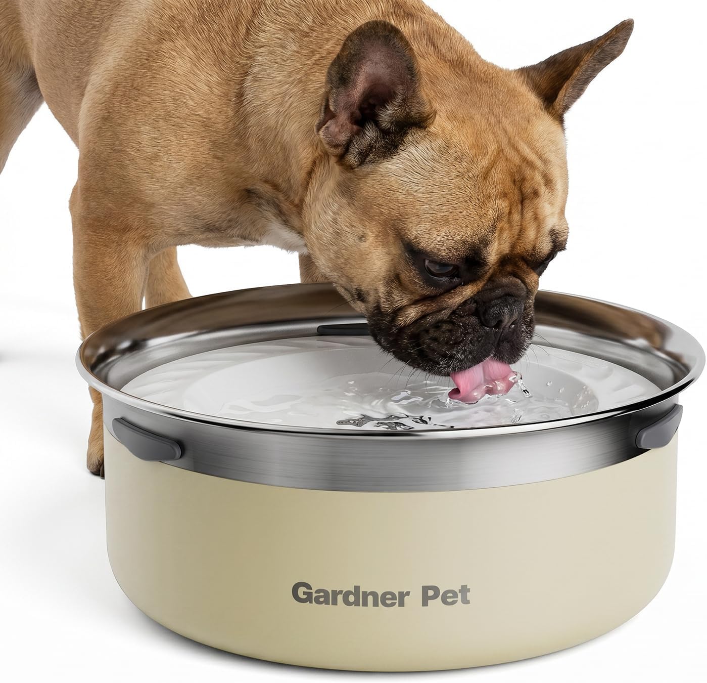 Gardner Pet Slow Water Bowl for Dogs – No Spill, Anti-Splash Floating Plate Design, Slows Drinking to Reduce Mess, Keeps Water Clean & Floors Dry, 3.8L(White)