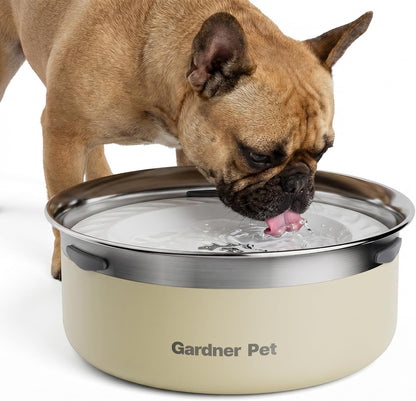 Gardner Pet Slow Water Bowl for Dogs – No Spill, Anti-Splash Floating Plate Design, Slows Drinking to Reduce Mess, Keeps Water Clean & Floors Dry, 3.8L(White)