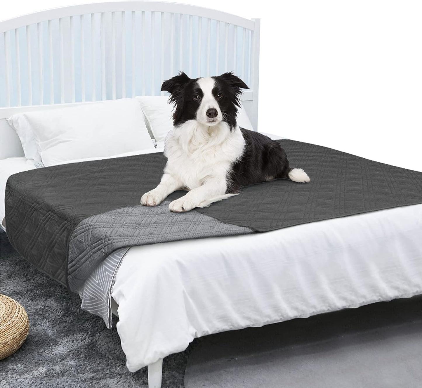 PetAmi Waterproof Couch Cover for Dogs, Reversible Furniture Cover Sofa Protector for Pet Cat Bed, Washable Blanket Dog Cover for Couch Seat, 52x82 Gray