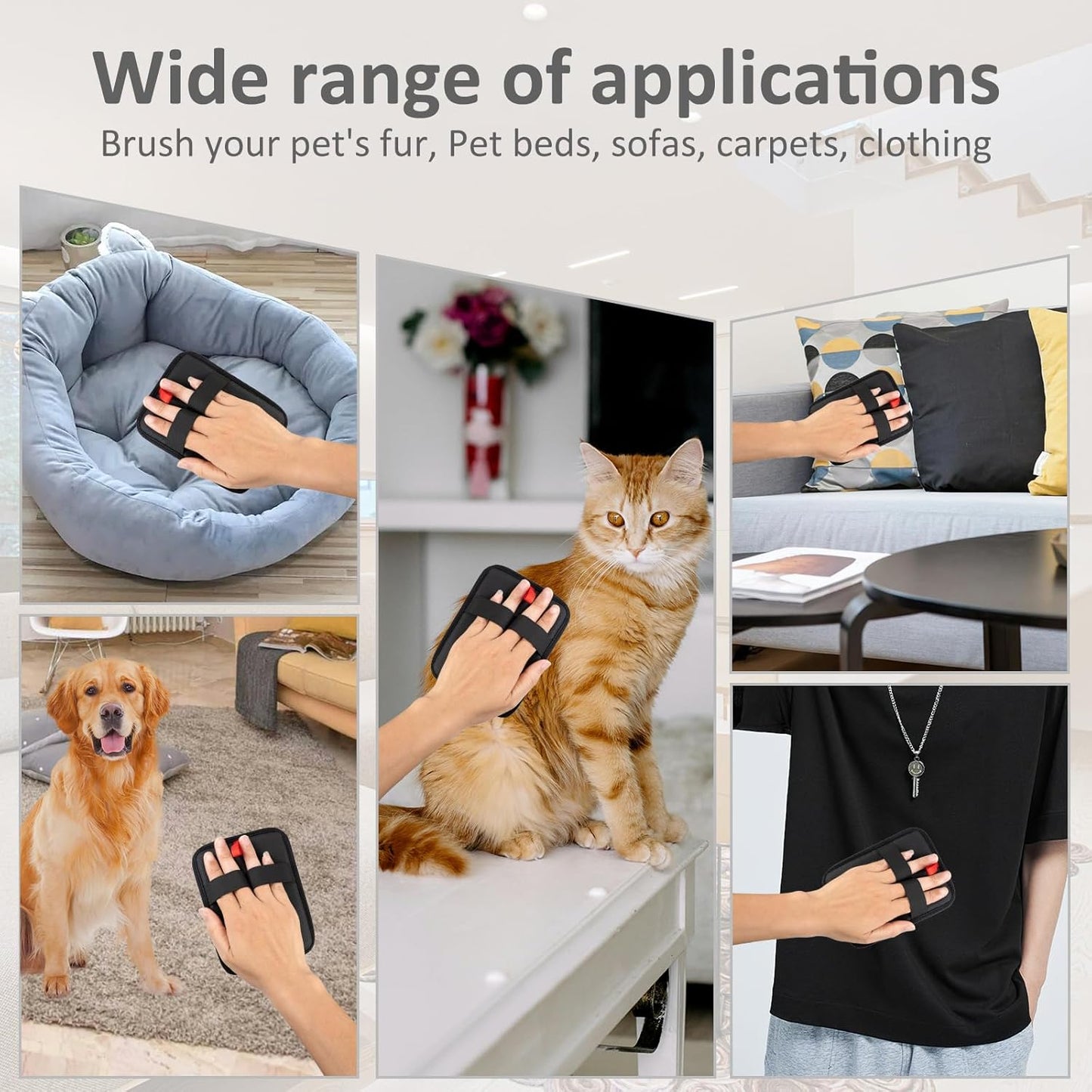 Obfuscate Pet Hair Removal Glove for Cats & Dogs,Reusable Electrostatic Pet Hair Remover Tool for Couch,Carpet,Car Seat