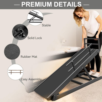 ABORON Antislip Dog Ramp, Adjustable Folding Pet Ramp for Small & Large Old Dogs & Cats, High Traction Portable Rubber Paw Ramps, Supports up to 200 lbs, Used for Bed Couch SUV, 39.3'' Long