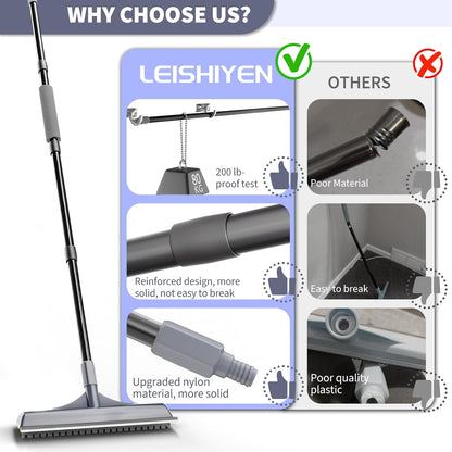 Carpet Rake for Pet Hair Removal - Reusable Dog & Cat Hair Remover with 58" Reinforced Steel Handle, 3-in-1 Professional Modular Rug Rake & Scraper Tool for Shag Rugs, Couch, Stairs (Gray)