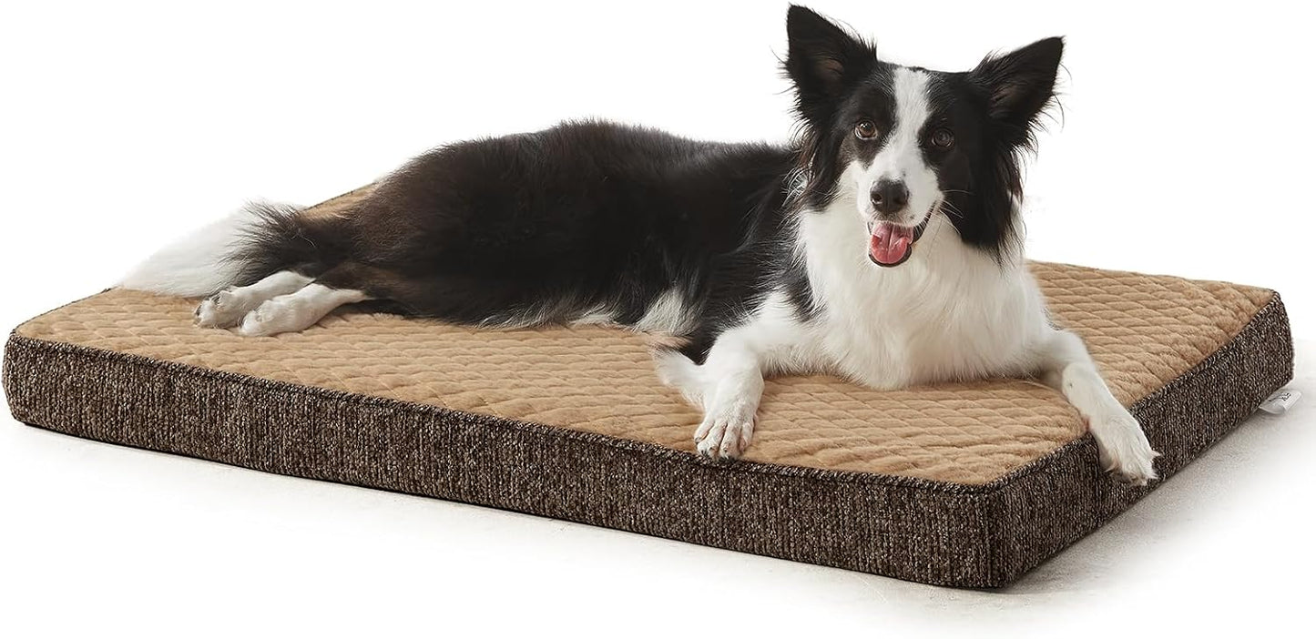 JOEJOY XL Dog Beds Large Sized Dog, Orthopedic Big Dogs Crate Bed with Washable Removable Cover, Extra Thick Egg-Crate Memory Foam Pet Beds up to 80 lbs, Grey, 41"x27"