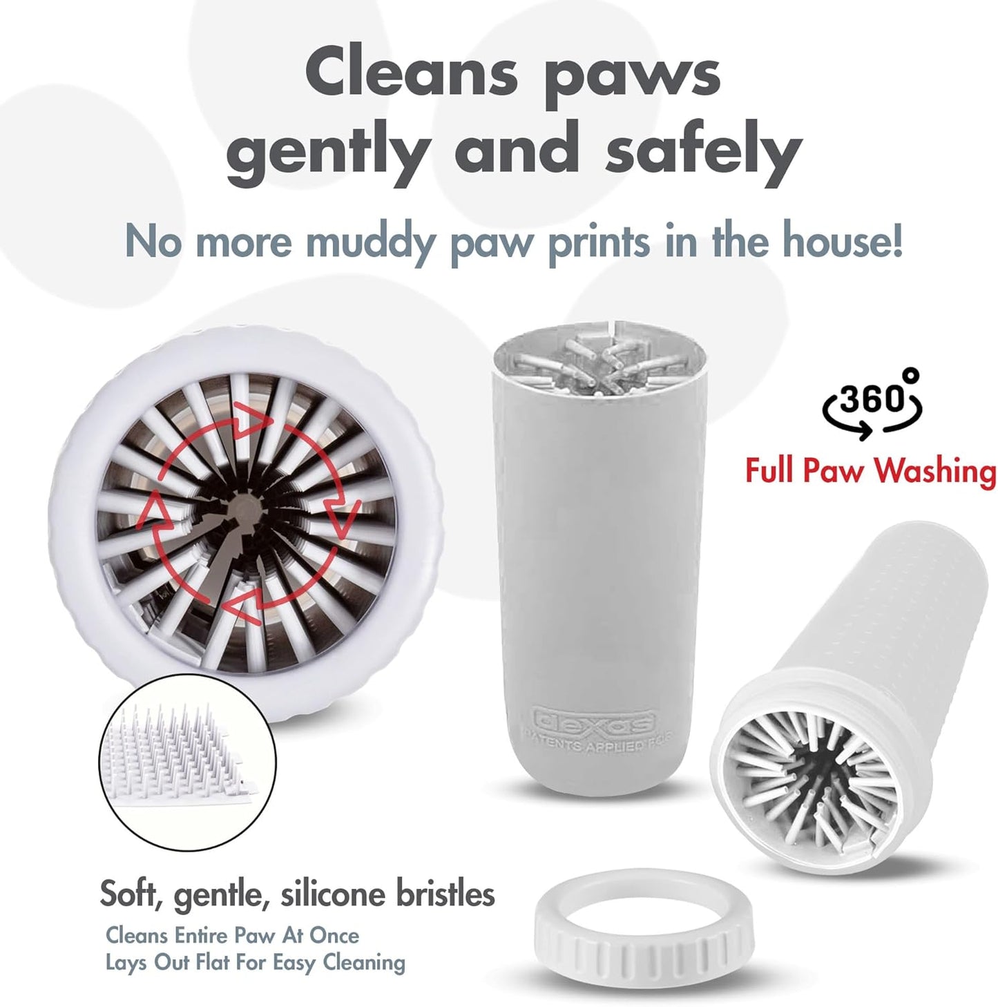Dexas MudBuster Medium Dog Paw Cleaner in Fuchsia - Fits 1.5"-2.5" Wide Paws, Portable Paw Washer for Muddy Paws, Dog Paw Cleaning Cup with Gentle Silicone Bristles, Quick Clean Pet Paw Washer