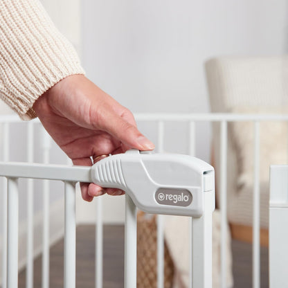 Regalo Safety 28"-76” Super Wide Configurable Baby Gate for Doorways & Open Spaces, 3-Panel Wall Mounted Safety Gate with Door for Babies, Toddlers & Pets, Includes Wall Mount Hardware