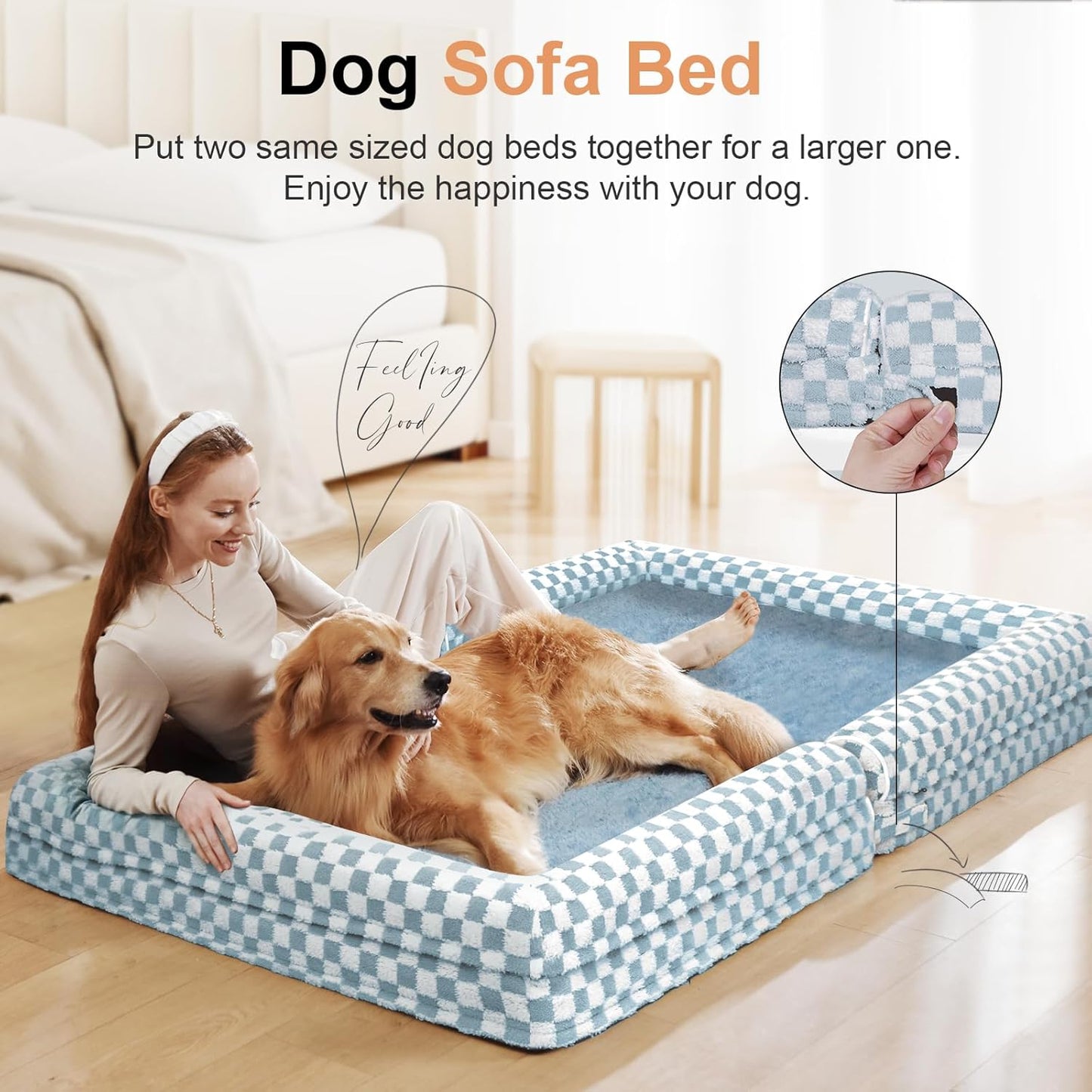 Large Dog Bed Orthopedic Washable: Beds Bolster XL Bed Large Big Dogs Memory Foam Couch Sofa Waterproof with Removable Cover