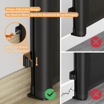 Retractable Baby Gate for Stairs & Doorways, 34" Tall Extends to 55" Wide, Mesh Baby & Pet Gate with Anti-Crawling Hook, Safety Gate for Toddlers, Doorways, Hallways, Indoor, Black
