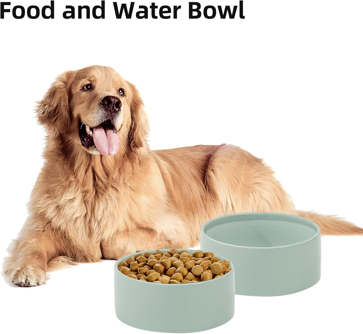 Havniva 8.3inch Ceramic Raised Dog Bowl with Stand, Elevated Dog Bowls for Large Breed Dog Food and Water Bowl Non-Slip Dog Dish Large Capacity Feeding Pet Water Bowl