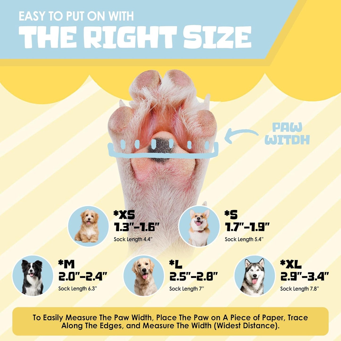 6Pcs Non Slip Dog Socks for Hardwood Floors, 3rd Gen Dog Paw Protector, Prevent Licking Paws, Double Sided Grips and Reflective Straps, Large Size