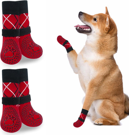 BEAUTYZOO Dog Socks to Prevent Licking Paws -Dog Shoes for Hot Pavement & Hardwood Floors Anti Slip, Traction Control Boots & Paw Protectors with Double Side Grips for Small Medium Large Senior Dogs
