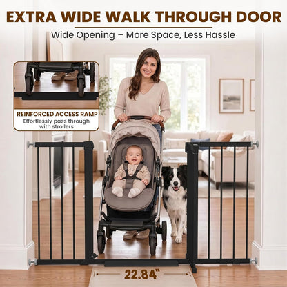 Mumeasy 36" High Extra Tall Dog Gate, 29.6"-40.5" Wide Pressure Mounted Tall Baby Gate for Dog, Auto Close Pet Gate with Door for Stairs,Doorways,House,Black