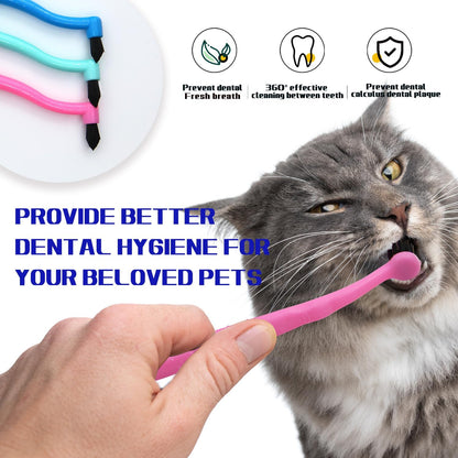 Pet Dental Care Set, Dual-Sided Toothbrush and Finger Brush, for Dogs and Cats (Black, Small Cone)