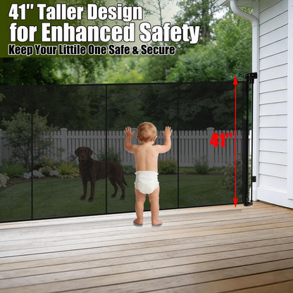 240" Retractable Baby Gates Extra Wide for Large Opening, 41" Extra Tall Retractable Dog Gate Pet Gates, Long Child Safety Mesh Gate with Fiberglass Rods for Stairs, Doorways, Hallways, Indoor/Outdoor