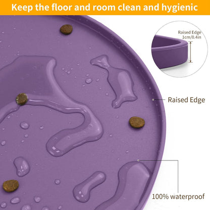 Ptlom Silicone Pet Placemat for Dogs and Cats, Non-Slip Waterproof Dog Feeding Bowl Mats for Food and Water, Small Medium Large Pet Puppy Tray Mat Prevent Residues from Spilling onto The Floor, Beige