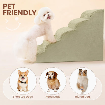 Dog Stairs for Small Dogs, 3 Tiers High Density Foam Dog Ramp, Extra Wide Non-Slip Pet Steps for High Beds Or Couch, Soft Foam Doggie Ladder for Dogs Injured, Older Pets, Small Cats