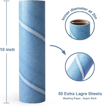 Leo 10-Inch Wide Lint Roller with Extendable Handle, Includes 1 Refill (25 Sheets), Extra Sticky for Pet Hair, Carpet & Floor Cleaning (1 Mega Roller)