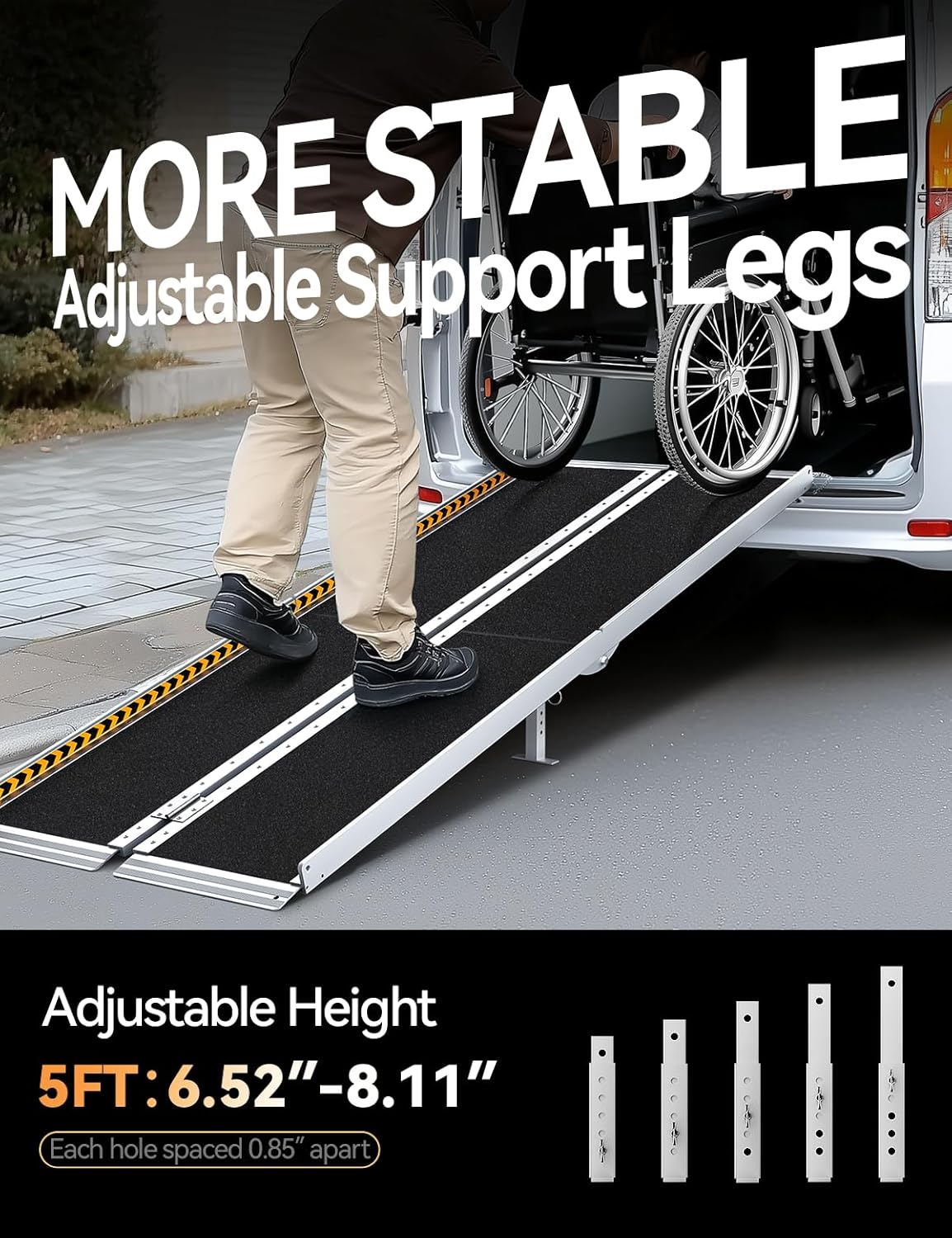 FACHNUO 2 Feet Portable Wheelchair Ramp, Non-Skid Aluminum Handicap Ramps with Handle, Folding Threshold Wheel Chair Ramp for Home Steps, Stairs, Entry, Doorways, Applicable Height 2-6 inches