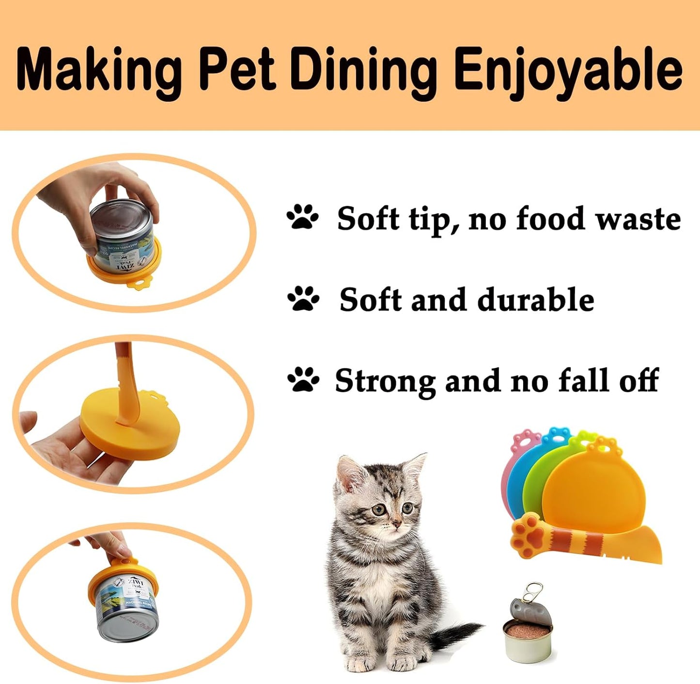 Food Can Lids, 4 Pcs Silicone Pet Food Can Covers for Dog & Cat Food, One Tin Cap Fit Most Standard Size Dog Cat Food Canned（Multicolor）…