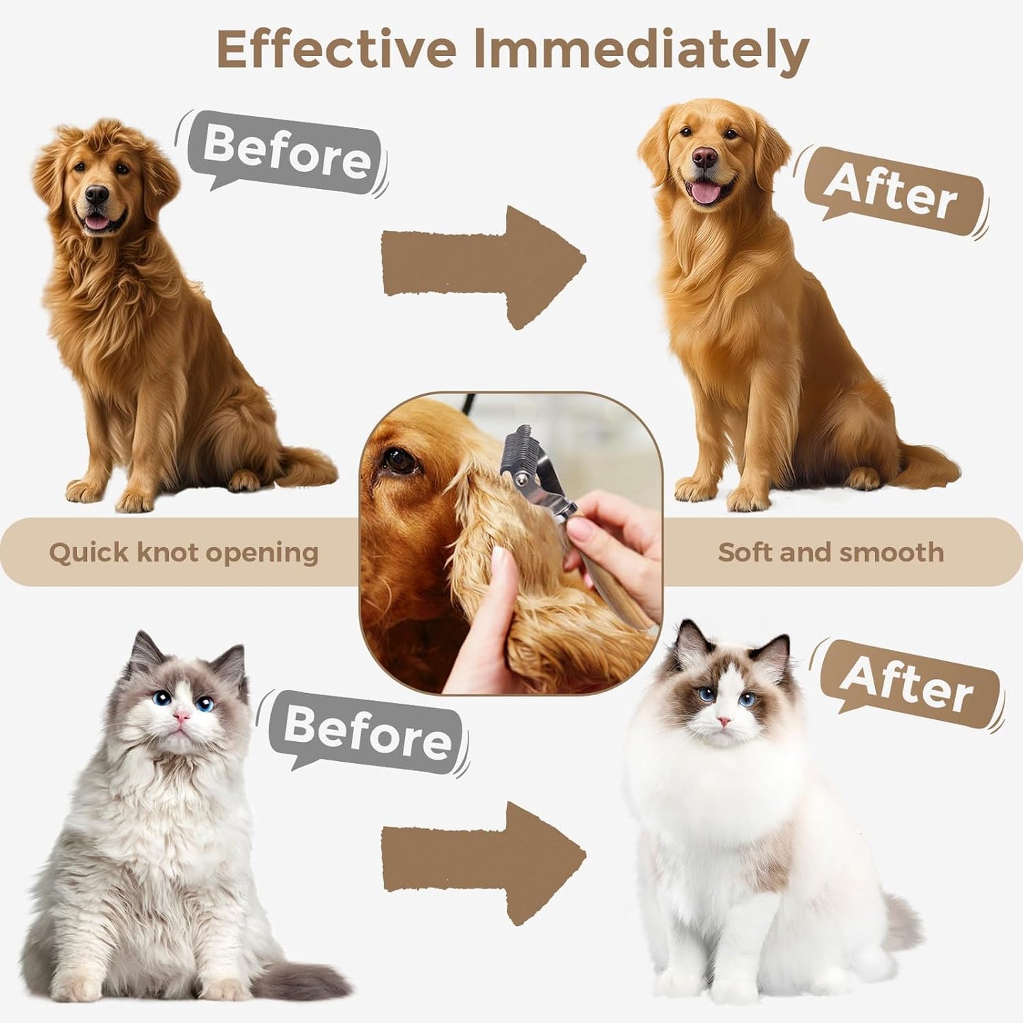3-in-1 Professional Pet Shedding Dematting Comb - Deshedding Undercoat Rake for Dogs with Stainless Steel Blades Metal Pet Brush with Wood Handle Matted Hair Detangling Thinning and Shedding
