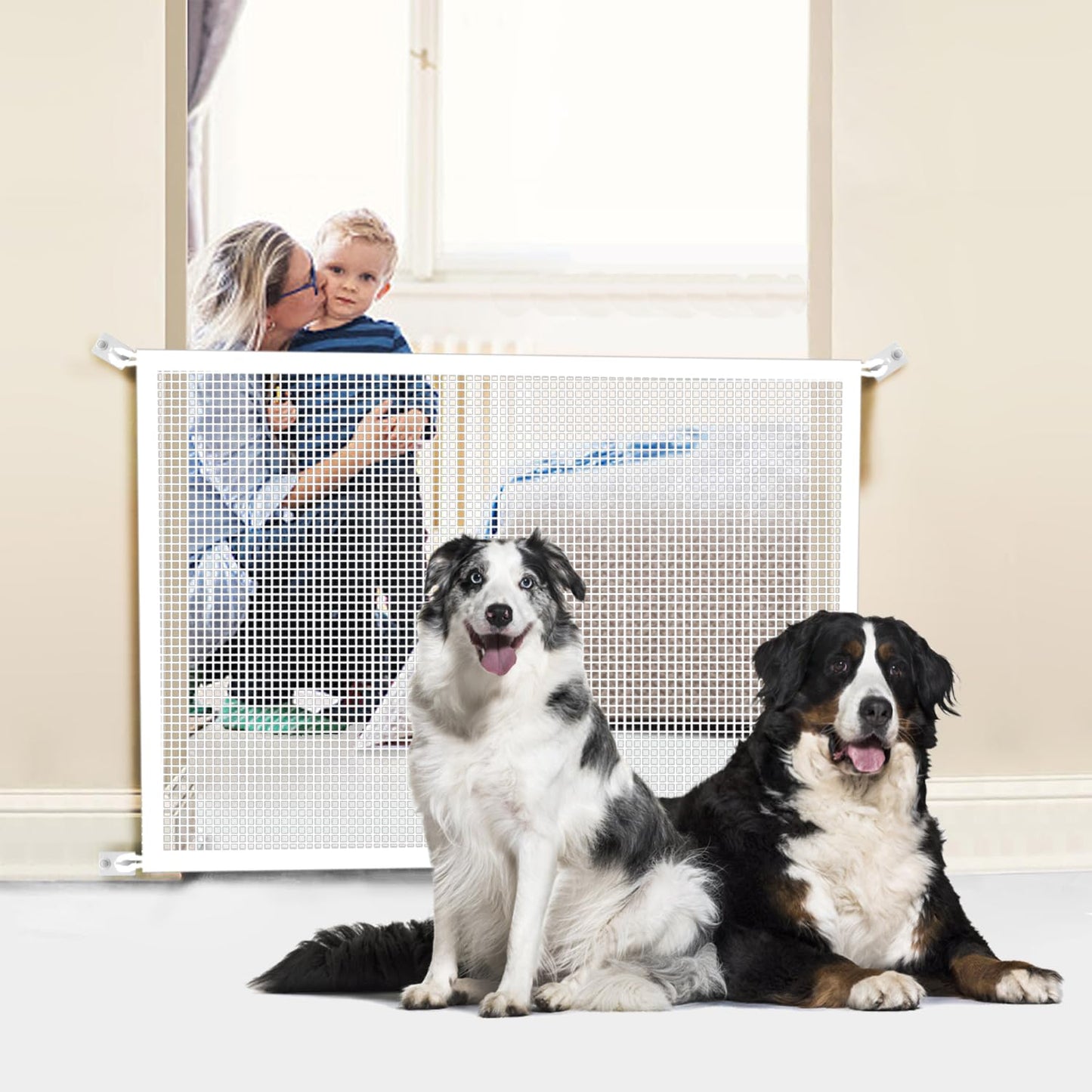 Cupount Baby Gate for Stairs - Dog Gate Indoor Mesh Pet Gates for Doorways (Black, 30" H x 41" W)