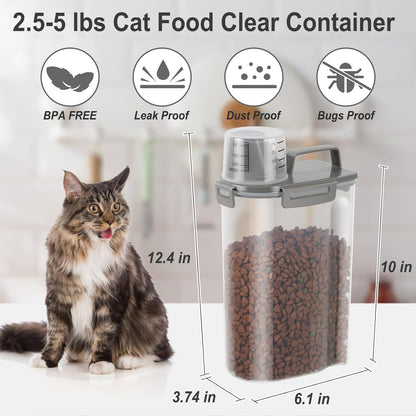 Dog Cat Food Storage Container, Pet Food Container Airtight with Large Spout & Cup, BPA-Free Plastic Food Dispenser for Pet Food, Bird Seed, Rice, Flour - Pink 2.5-5lb (1 pack)