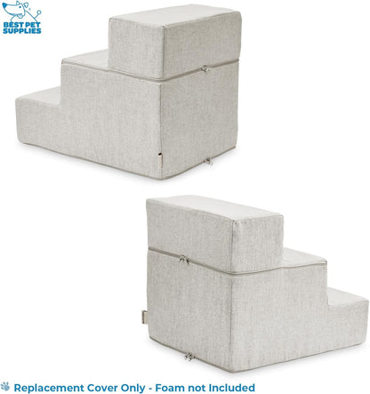 Best Pet Supplies Dog Stairs & Steps - Foam Steps for Small Dogs & Cats, Non-Slip Indoor Balanced Pet Step Support, Dog Ramp, No Assembly, Ash Gray Linen, 2-Step (12-inch Height)