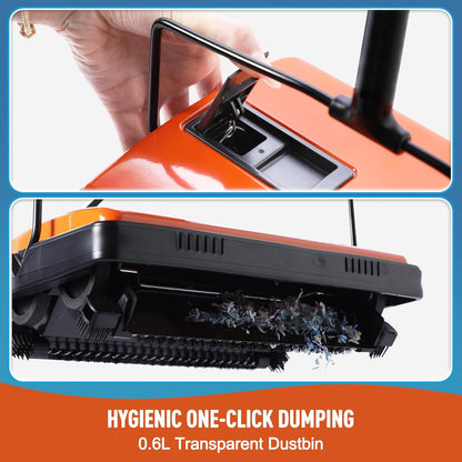 CLEANHOME Manual Carpet Sweeper for Pet Hair - Rotating Brush Floor Sweeper, Lightweight Push Broom for Classroom Rugs, Non-Electric Lint & Crumb Cleaner, Easy-Dump Dustbin, No Batteries Needed