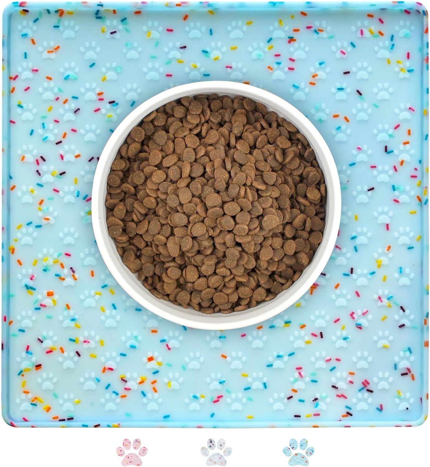 Ptlom Pet Placemat for Dog and Cat, Mat for Prevent Food and Water Overflow, Suitable for Small, Medium and Big Pet, 18" 12", Grey, Silicone