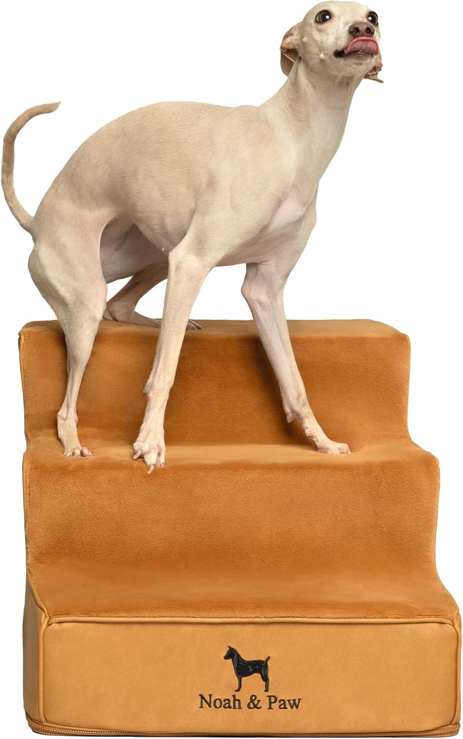 Noah & Paw Dog Stairs, Dog Ramp for Bed (20" Extra Wide) Pet Stairs for High Bed, Design to Fit Small and Large Breeds, Durable 5 Pet Steps for Couch (35 Foam Density) Leather Collection