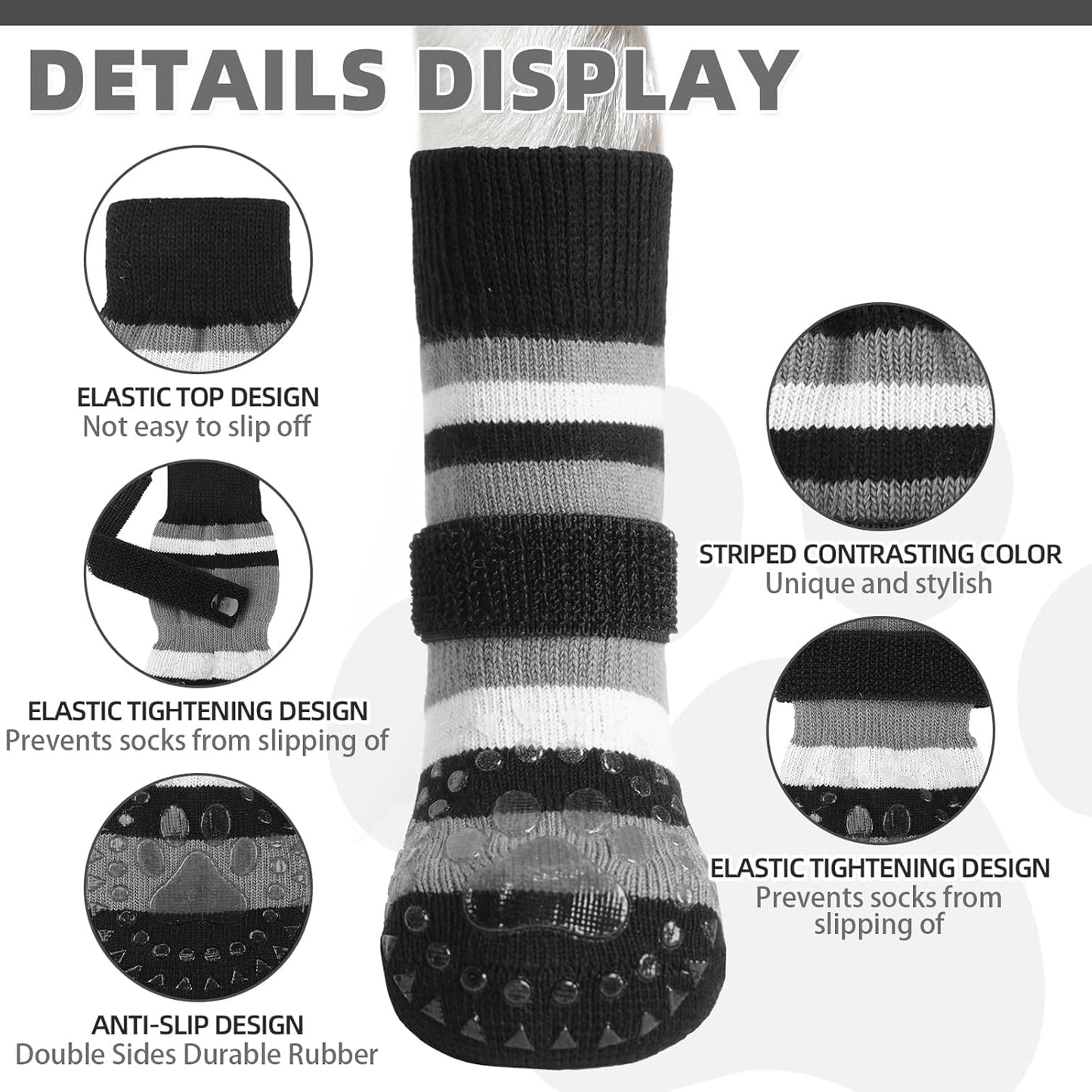 KOOLTAIL Dog Socks Shoes for Hot Pavement to Prevent Licking Paws, Winter Dog Boots&Paw Protector for Hardwood Floors Anti Slip,Traction Control Grip Booties for Small Medium Large Senior Dogs,Black M