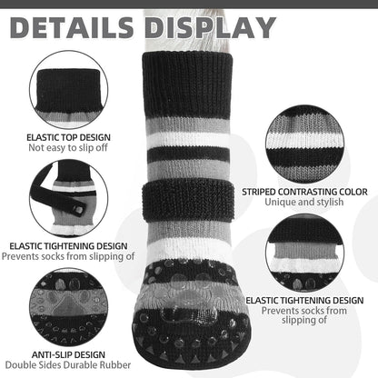 KOOLTAIL Dog Socks Shoes for Hot Pavement to Prevent Licking Paws, Winter Dog Boots&Paw Protector for Hardwood Floors Anti Slip,Traction Control Grip Booties for Small Medium Large Senior Dogs,Black M
