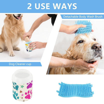 Dog Paw Cleaner Cups for Dogs Pet Foot Washer Paw Scrubber for Medium Small Dogs Cats Cleaning Cup Cute Yellow Fiesta Guitars Cacti and Ethnic Birds