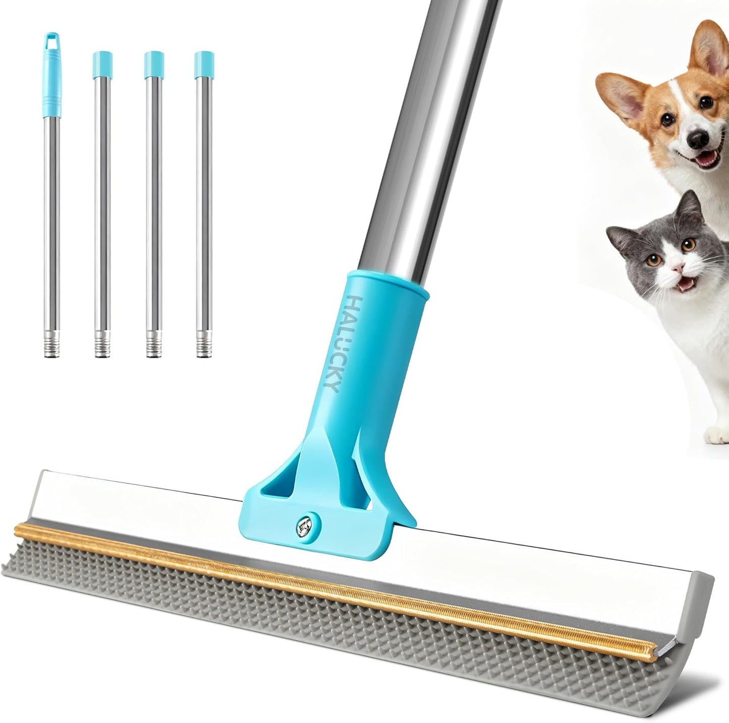 Carpet Rake for Pet Hair Removal Tool, 2 in 1 TPU and Copper Rake Teeth Uproot Clean Hair Remover with 63’’ Adjustable Long Handle,Cat & Dog for Carpets,Rugs, Mats (63’’ Long Handle+1 Short Handle)