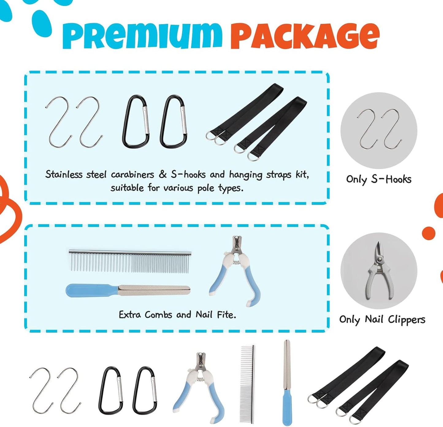 Dog Grooming Hammock Harness, Hanging Sling Restraint for Nail Clipping Small to Medium Dogs & Cats, with Nail Clipper and Comb Pet Grooming Hammock Kit-Large