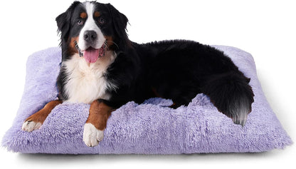EHEYCIGA Fluffy Dog Crate Bed for Medium Dogs, Plush Faux Fur Crate Pad, Calming Anti Anxiety Medium Dog Bed, Washable Soft Warm Crate Mat with Non-Slip Bottom