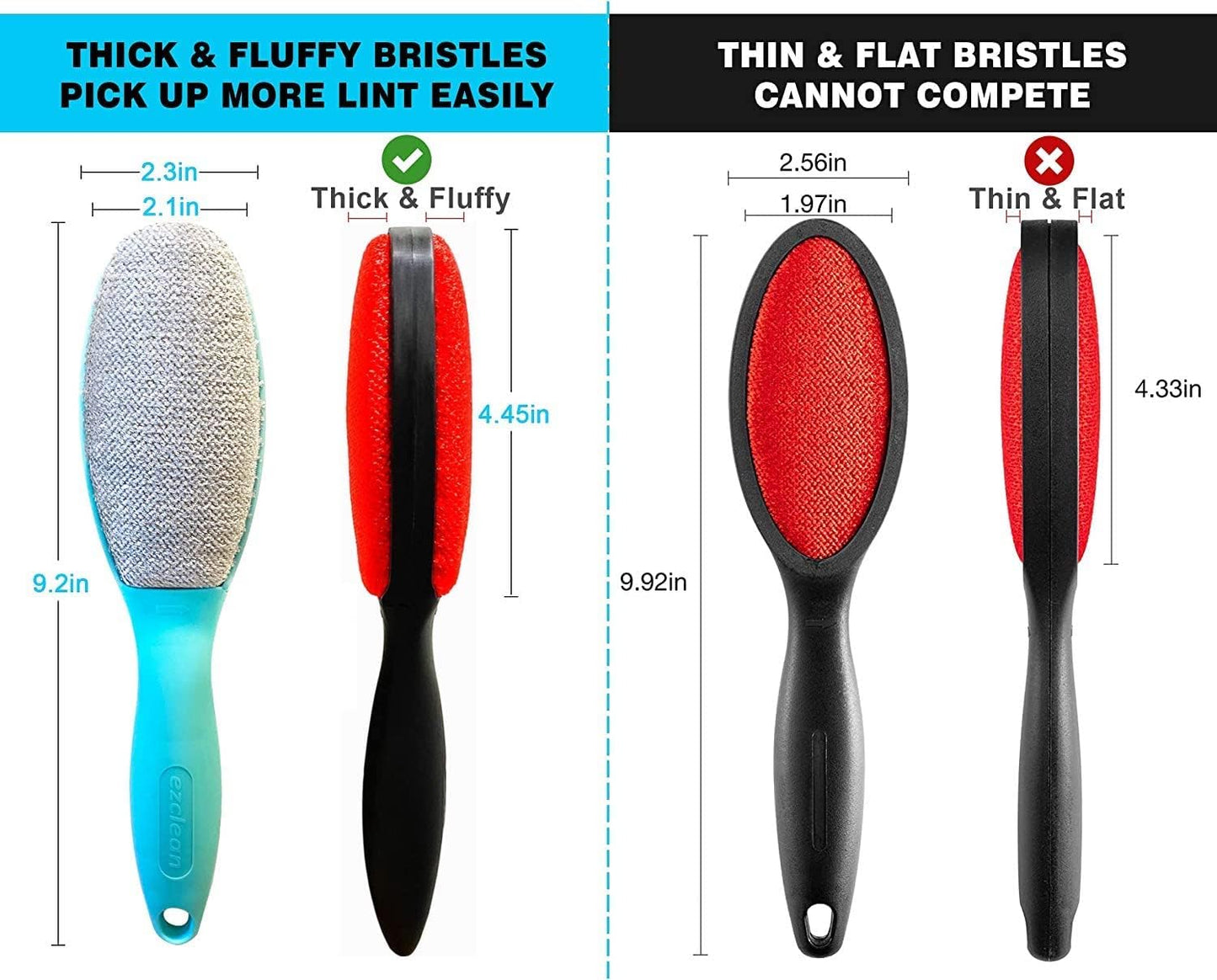 ezclean 4Pack 2Colors Lint Brush for Clothes Furniture Couch, Lint Brush Pet Hair Remover for Clothes Brush, Reusable Lint Brushes for Pet Hair,Velvet Brush, Pet Brush, Fabric Brush