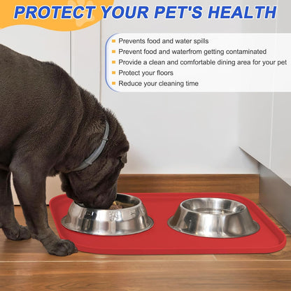 Small Silicone Pet Food Mat with Raised Edge for Food and Water Bowl, Square Dog Feeding Mats, Cat Food Trays for Floor Waterproof, Rubber Tray for Dogs and Cats, 12 x 12 x 0.7 Light Olive Green