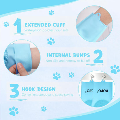 ROPO silicone gloves for pet grooming, multi-functional gloves for pet hair shedding, bathing, and massage (Purple)