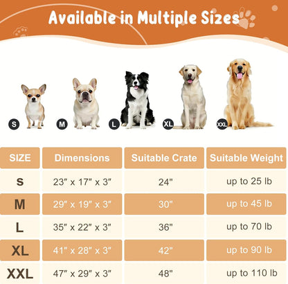 EMPSIGN Stylish Dog Bed Mat Dog Crate Pad Mattress Reversible (Cool & Warm), Water Proof Linings, Removable Machine Washable Cover, Firm Support Pet Crate Bed for Small to XX-Large Dogs, Grey