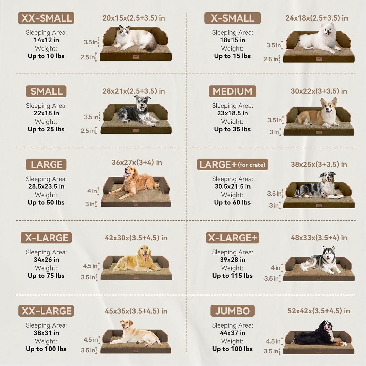 Large Dog Bed Orthopedic Washable - Beds Bolster - Medium XL XLarge Big Dogs - Memory Foam Couch Sofa - Waterproof with Removable Cover
