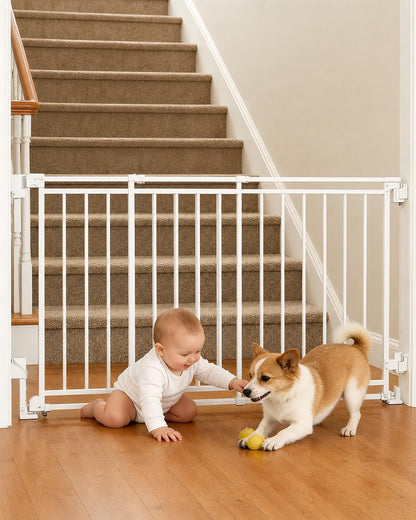 Extra Wide Baby Gate for Doorways 29" Tall Safety Gate for Kids&Pets,Pressure Mounted with Auto Close,Walk-Thru Metal Gate,Adjustable Width 26.4"-43",Indoor Pet Gate for Stairs & Hallways Black