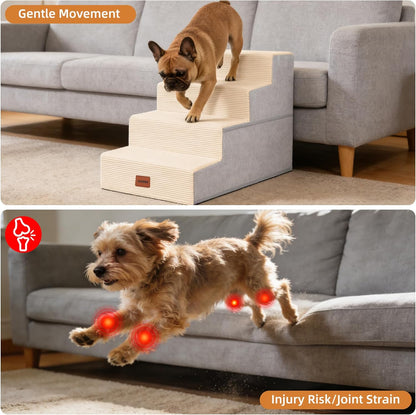 Dog Stairs for Small Dogs, 13.5" H, 3-Step Pet Steps for Couch Sofa and Chair, Non-Slip Balanced Pet Ramp for Medium Cats,Indoor Dog Ladder, Grey