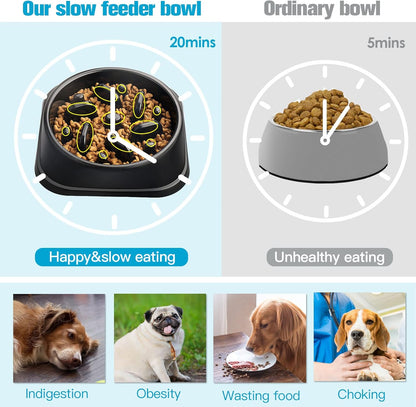 UPSKY Slow Feeder Small Dog Bowl - Anti-Slip Puzzle Bowl Feeder, Interactive Bloat Stop, Anti-Choking
