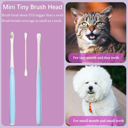 JGocot Small Dog Toothbrush,|Micro Brush Head|Nano Bristle|Soft Pet Toothbrush for Sensitive Gum&Teeth, Dog Teeth Cleaning Kit for Puppy, Kitten, Cats&Miniature Toy Size Dogs