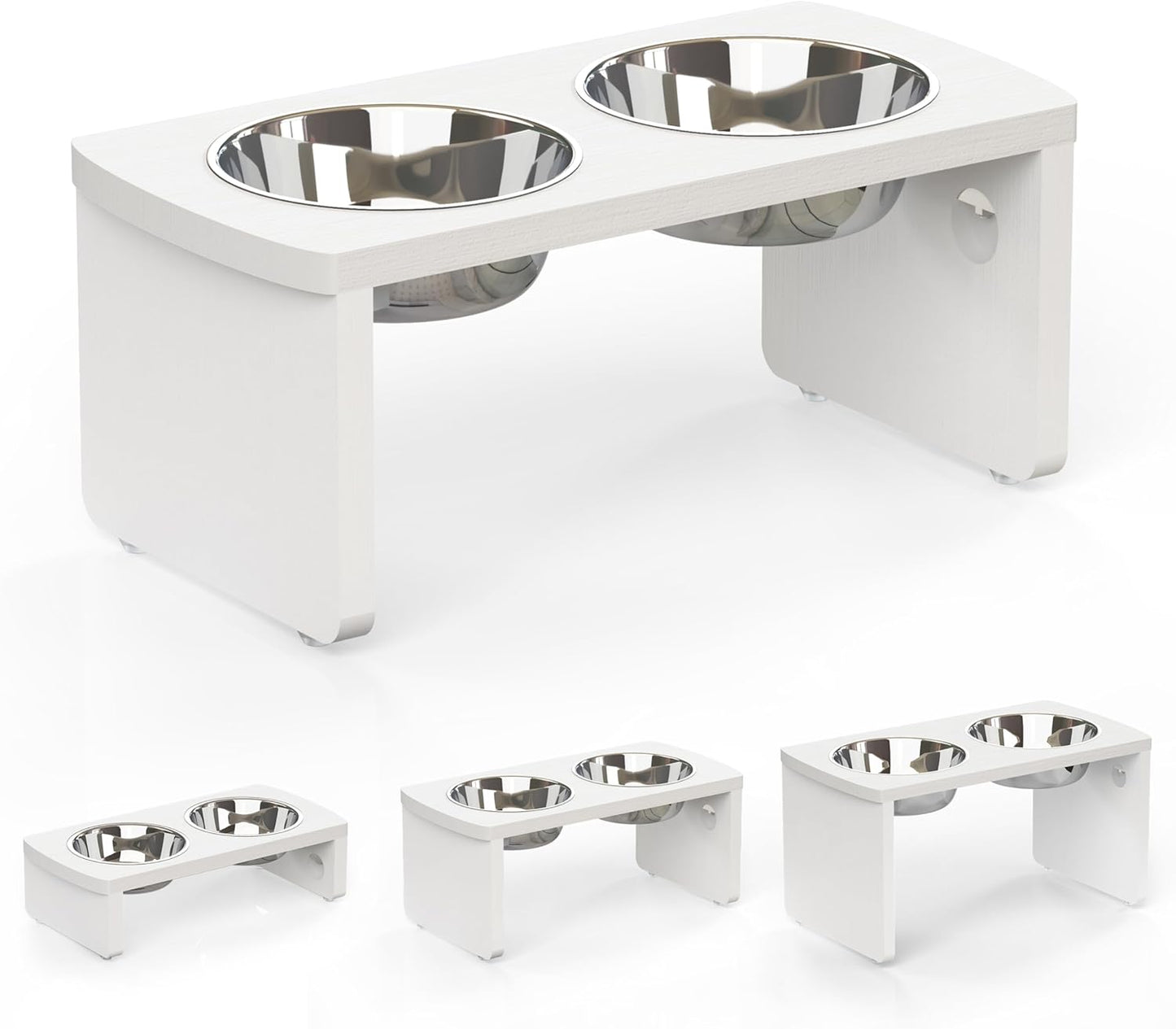 Elevated Dog Bowls, Bamboo Raised Dog Bowl for Medium Dogs, with 2 Stainless Steel Bowls (7'' Tall-40 oz Bowl)
