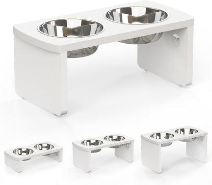 Elevated Dog Bowls, Bamboo Raised Dog Bowl for Medium Dogs, with 2 Stainless Steel Bowls (7'' Tall-40 oz Bowl)